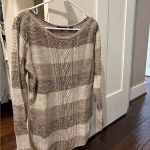 JEANNE PIERRE Women's Cable Knit Sweater - Brown and Cream